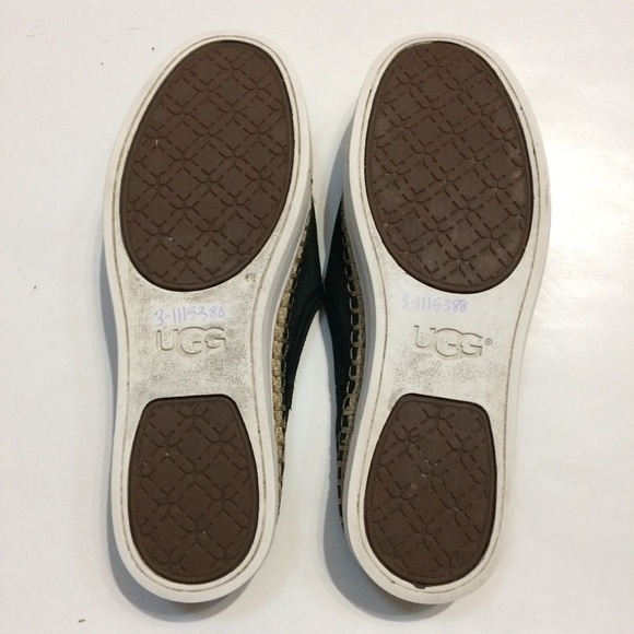 UGG Caleel Black Leather Espadrille Sneakers - Picture 6 of 15